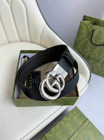 Gucci，原厂精密电渡扣头，意大利原厂皮，宽3.7Cm，代购级。 - 点击图像关闭