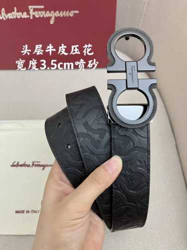 特 Ferragamo菲拉格慕男士专柜对版金属扣，头层牛皮双面外用腰带，商务通勤休闲场合均适合佩戴。3.5Cm