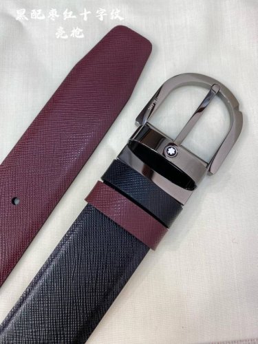 特 Montblanc万宝龙 宽3.5cm 采用头层牛皮 精品针式扣头 自由裁剪商务休闲皮带