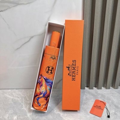 Hermes 爱马仕 幻彩 夏季新款 全自动折叠晴雨伞 黑色涂层防晒有效阻隔紫外线99%，Upf 50 所以能起到伞下体感降温的效果！ 有效隔热，高效防晒 一把