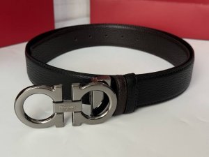 Salvatore Ferragamo菲拉格慕男士3.5Cm精品原版金属夹扣，头层牛皮双面荔枝均可外用。6524180