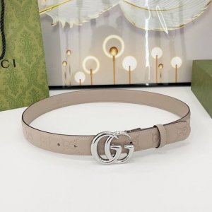 特 Gucci古驰 3.0Cm 双面头层小牛皮 原厂皮料订做 经典压花面搭配铜扣 时尚百搭 码数：75 80 85 90 95 100 105 110