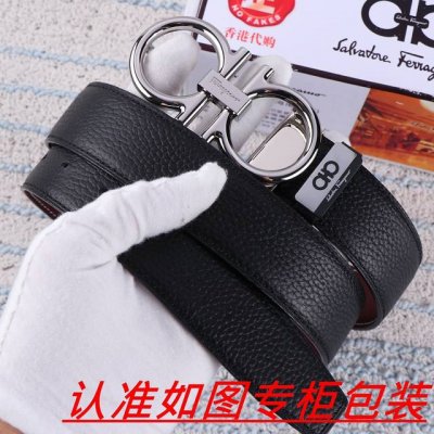 品名：菲拉格木 腰带原单 皮带 材料：百分百头层牛皮，保证真皮。24K纯钢扣双面可用专柜同等质量， 送人自用首选 包装： 请认准如图专柜包装，赠送打孔器，银联发