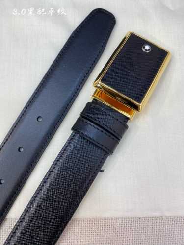 Montblanc万宝龙 宽3.0Cm 采用头层牛皮 精品针式扣头 自由裁剪商务休闲皮带