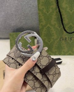 特 Gucci皮带 4.0印花进口防水面料，内衬原版猪皮纹底。配以经典互扣式花纹gg铜金属扣头，原单品质，专柜同款