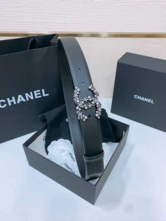 Chanel 春夏新款 小牛皮与黄铜Cc搭扣 精致细腻 光滑优雅 3.0Cm - 点击图像关闭