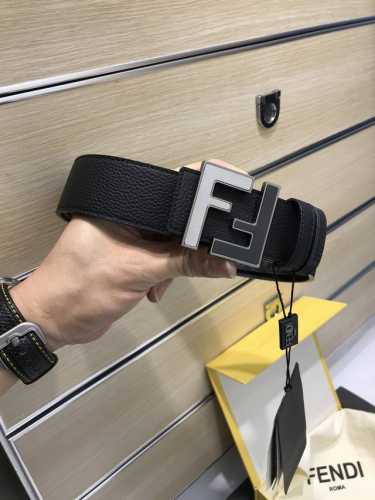 配送专柜包装 打孔针 特批p 新款 Fd 宽38Mm 支持nfc 芯片扫描，标志造型宽皮带，原版立体双层间 沙黑色铆钉扣，进口原版荔枝纹配制小牛皮制成，镀金表面