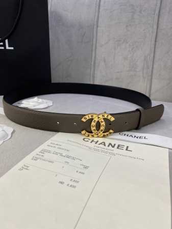 宽度3.0Cm Chanel 香奈儿 荔枝纹牛皮支持nfc芯片官方网站链接扫码验证、金 银 色镶钻钢扣。 - 点击图像关闭