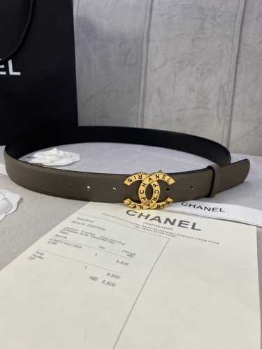 宽度3.0Cm Chanel 香奈儿 荔枝纹牛皮支持nfc芯片官方网站链接扫码验证、金 银 色镶钻钢扣。