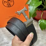 自动扣腰带］Hermes爱马仕宽3.5Mm 双面进口头层牛皮制作 搭配经典钢扣 真材实料 时尚经典 做工精致 高端男士皮带 长度可裁剪100125