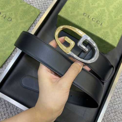 特 Gucci 專櫃最新升华版本 寬度38毫米 進口小牛皮壓花衬托稀缺的原廠意大利樹膏皮 搭配做工精緻的Gg扣