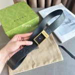 特P180 Gucci 722370 1W30G 专柜最新款浮雕冲孔压花 进口底 宽度3.5Cm 方形镂空版扣 /可自行裁剪