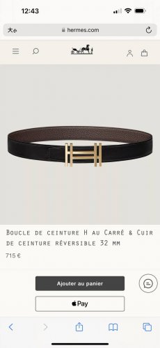特 H Au Carre 五金搭配Togo皮带身 32Mm 巧克