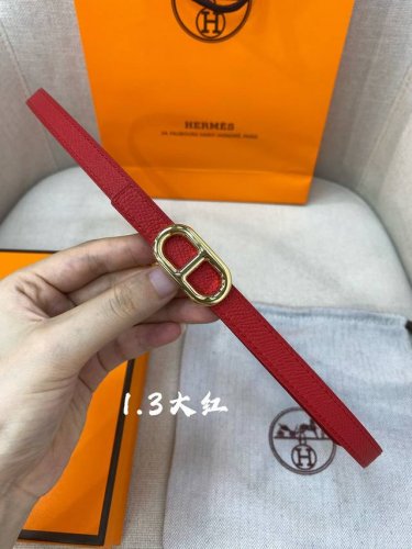 官网同步-Hermes-Glenan皮帶扣&雙面皮腰帶 13Mm 鍍鈀金属皮带扣 小牛皮双面腰带