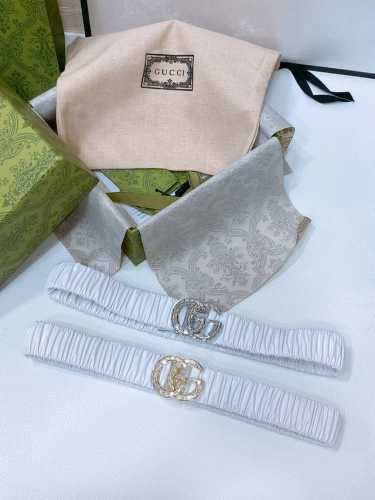 Gucci 24 Gg水钻 黄铜logo扣 小牛皮 银色金属 与 金色金属 3.0Cm精品 弹力十足 百搭 优雅 码数含扣s. M. L. Xl