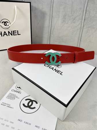 宽度3.0Cm Chanel 香奈儿 女士腰带皮带新款柔软的进口小牛皮金 银色磨胶金属钢扣。 - 点击图像关闭