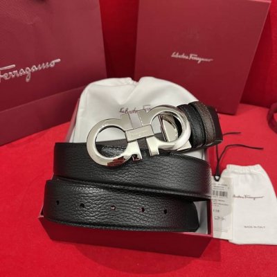 Ferragamo 菲拉格慕 支持Nxp芯片扫码 双面意大利进口原廠荔枝纹 非市面普通版本 精致镀鈀效果搭扣 寬度35毫米 該皮帶可調節 且能根據需要裁剪達到修