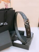Chanel Logo 光面经典Cc搭扣 黄铜金色金属 3.0Cm精品 羊皮腰带 手感柔软极佳 典雅