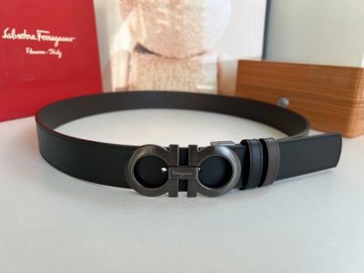 升级版精品款 Ferragamo菲拉格慕男士3.5Cm精品金属扣，加厚电镀层耐磨损不易褪色不易掉色防过敏，进口双面用头层牛皮，百搭耐看不过时 顶级 原单130