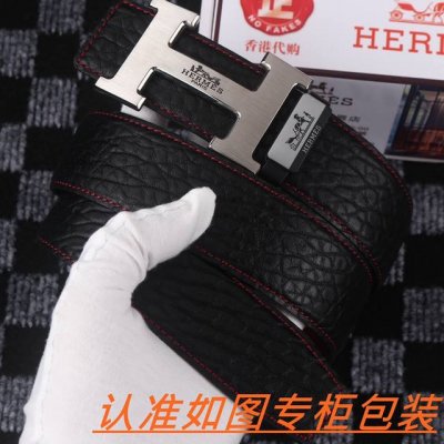 男士腰带：爱马仕··原单· 男士皮带：百分百头层牛皮，保证真皮。24K纯钢扣双面可用专柜同等质量， 送人自用首选 包装： 请认准如图专柜包装，赠