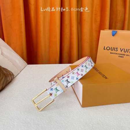 Louis Vuitton ：经典原单品质，一面白彩印花一面树膏底，原单精品针扣，精工制作，细节看图，实物拍摄，高端奢华，宽度3.0Cm - 点击图像关闭
