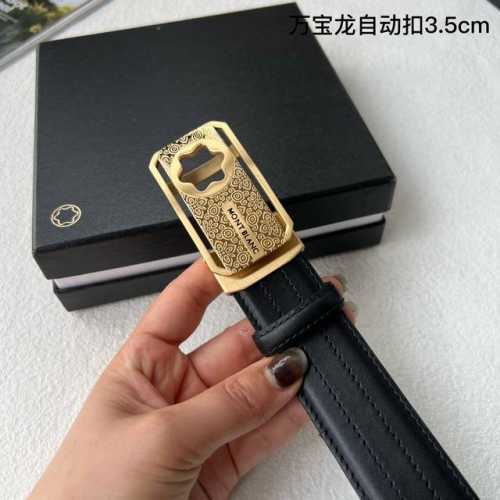 特 品牌： 万宝龙 新款进口小牛皮，手感细腻柔软。搭配纯钢自动精品钢扣，男士必备！宽度：3.5Cm
