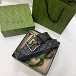 特 Gucci、3.5宽Belt With Interlocking G Detail 时尚腰带 针扣设计 平纹牛皮底