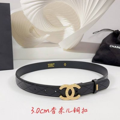 特 3.0Cm 香奈儿腰带，双面头层牛皮皮料，长度：.75.80.85.90.95.100欧，铜五金字母扣原版开模定制庆祝]
