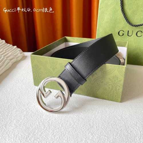 高端品质，实物拍摄 批 配全套礼盒 ： Gucci 经典款面进口平纹小牛皮 搭配原版平纹底 精品g字扣 宽4.0Cm 经典永不过时款 潮流百搭