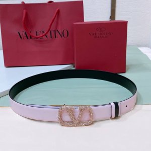 顶级质量 Valentino Garavani Vlogo Signature 可双面佩戴水钻 亮面小牛皮腰带 -Vlogo Signature搭扣，饰以施华洛