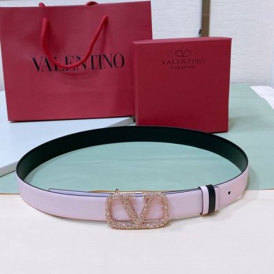 顶级质量 Valentino Garavani Vlogo Signature 可双面佩戴水钻 亮面小牛皮腰带 -Vlogo Signature搭扣，饰以施华洛