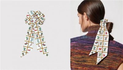爱马仕Hermes “骏马的披挂”Twilly发圈 两用小丝巾 这款小巧的真丝配饰佩戴方式千变万化，可为您的日常造型增添灵动妙趣！