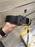配送专柜包装 打孔针 特批 新款 Fd 宽38Mm 支持Nfc 芯片扫描，标志造型 皮带，原版亚克力彩色方钻扣，进口原版十字纹配小牛皮，高端大气，镀金表面金属制