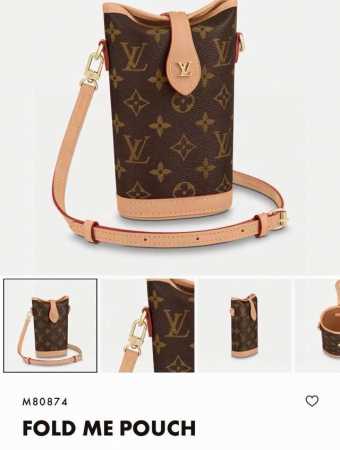 Lv薯条斜挎手机包Mini包包 M80874 Louis Vuitton 路易威登Fold Me 斜挎包此款Fold Me 包以Monogram 帆布和牛皮革打 - 点击图像关闭