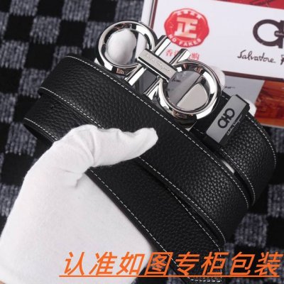 男士腰带：菲拉格木·原单· 男士皮带：百分百头层牛皮，保证真皮。24K纯钢扣双面可用专柜同等质量， 送人自用首选 包装： 请认准如图专柜包装，赠