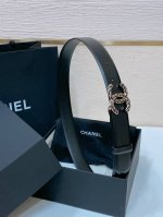 Chanel 24C 树脂黑 与 金色金属 Logo搭扣 黄铜金属进口胎小牛皮带身 手感柔软 细腻 3.0Cm