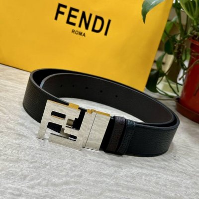 Fendl 芬迪 宽38Mm 男士休闲皮带 双面头层小牛皮制作 搭配Ff尾夹旋转扣 经典百搭款 高清实拍 双面可用 品质保证
