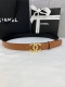 宽度3.0Cm Chanel 香奈儿 进口柔软小牛皮 金 银色花纹金属精品钢扣。