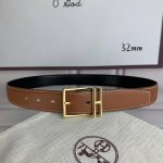 HermèS 爱马仕针扣 原单品质 头层牛皮 土黄色荔枝纹搭配黑色平纹 32Mm宽 双面可用 配官网H亮金 亮银 哑黑扣