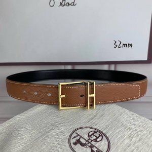 HermèS 爱马仕针扣 原单品质 头层牛皮 土黄色荔枝纹搭配黑色平纹 32Mm宽 双面可用 配官网H亮金 亮银 哑黑扣