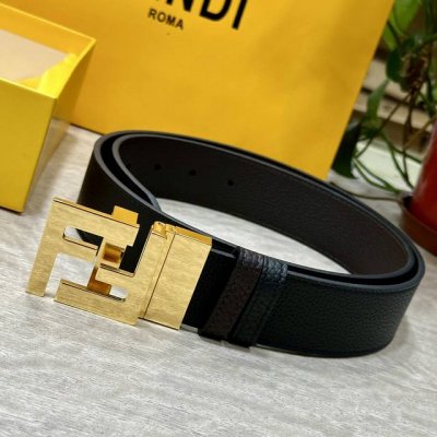 Fendl 芬迪 宽38Mm 男士休闲皮带 双面头层小牛皮制作 搭配Ff尾夹旋转扣 经典百搭款 高清实拍 双面可用 品质保证