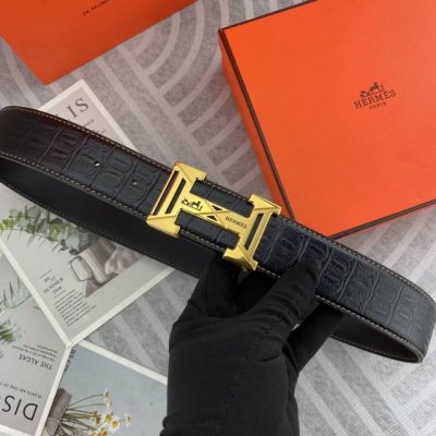 Hermes爱马仕 男士双面皮腰带38Mm 双面进口花纹皮压制。可双面使用 专柜走线 搭配新款扣