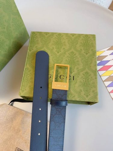 Gucci 款号 722370 Facjo 8408 专柜新款pvc蓝防 进口底 宽度3.5Cm 方形镂空版扣 可自行裁剪。