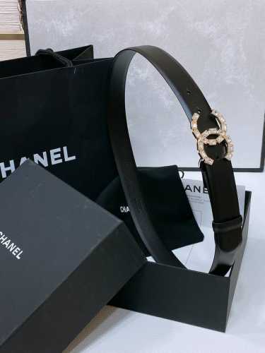 特 P190 Chanel 24C 水钻Logo搭扣 黄铜金属扣 进口胎牛皮 手感柔软 细腻 3.0Cm