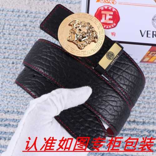 品名：Versace.范思哲原单 材料：百分百头层牛皮，保证真皮。24K纯钢扣双面可用专柜同等质量， 送人自用首选 包装： 请认准如图专柜包装，赠送打孔器，银联