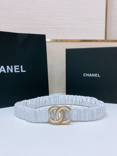 Chanel 24C Cc树脂白 齿链黄铜Logo扣 小牛皮 银色金属 与 金色金属 3.0Cm精品 弹力十足 百搭 优雅 码数含扣S=65Cm总长可用75、8