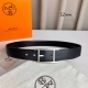 HermèS 爱马仕针扣 原单品质 进口头层牛皮 黑色荔枝纹搭配黑色平纹 32Mm宽 双面可用 配官网H亮金 亮银扣