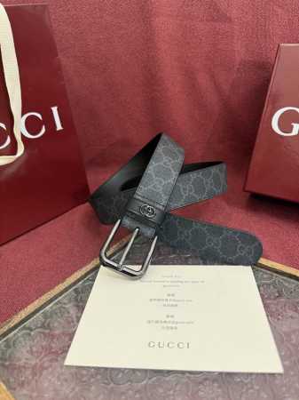 G针扣 Gucci 款号 673921 92Tin 1000 表面材料是黑色定制pvc 宽度3.5Cm 皮圈缝制立体Gg五金配饰 方形简约针扣 - 点击图像关闭