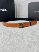 特 宽度3.0Cm Chanel 香奈儿 平纹牛皮金 银 色金属暗印品牌logo磨胶钢扣。