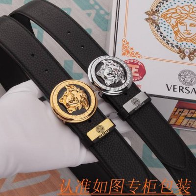 品名：范思哲 皮带原单 腰带 材料：百分百头层牛皮腰带，保证真皮皮带，专柜原单品质、做工精细，送人自用首选 包装： 请认准如图专柜包装，赠送打孔器，银联发票，宽